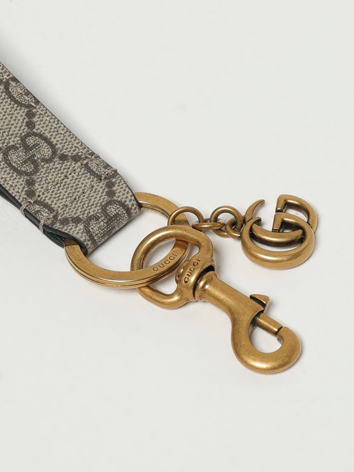 Gucci Men Gucci Gg Brass And Gg Supreme Fabric Keyring GUCCI