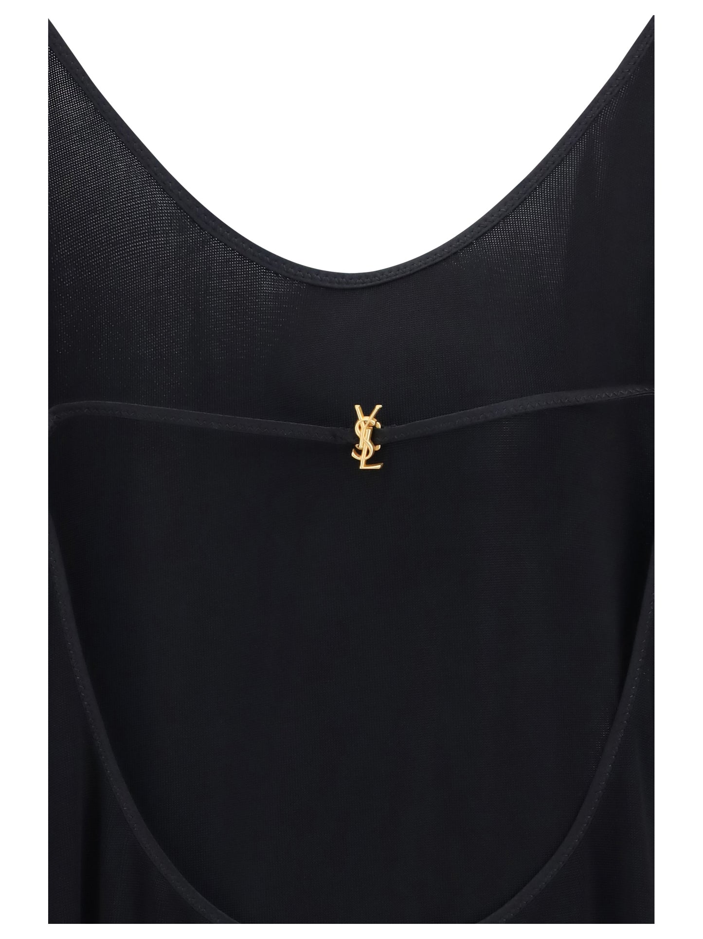 Saint Laurent Women Cassandre Open-Back Ribbed-Knit Dress SAINT LAURENT