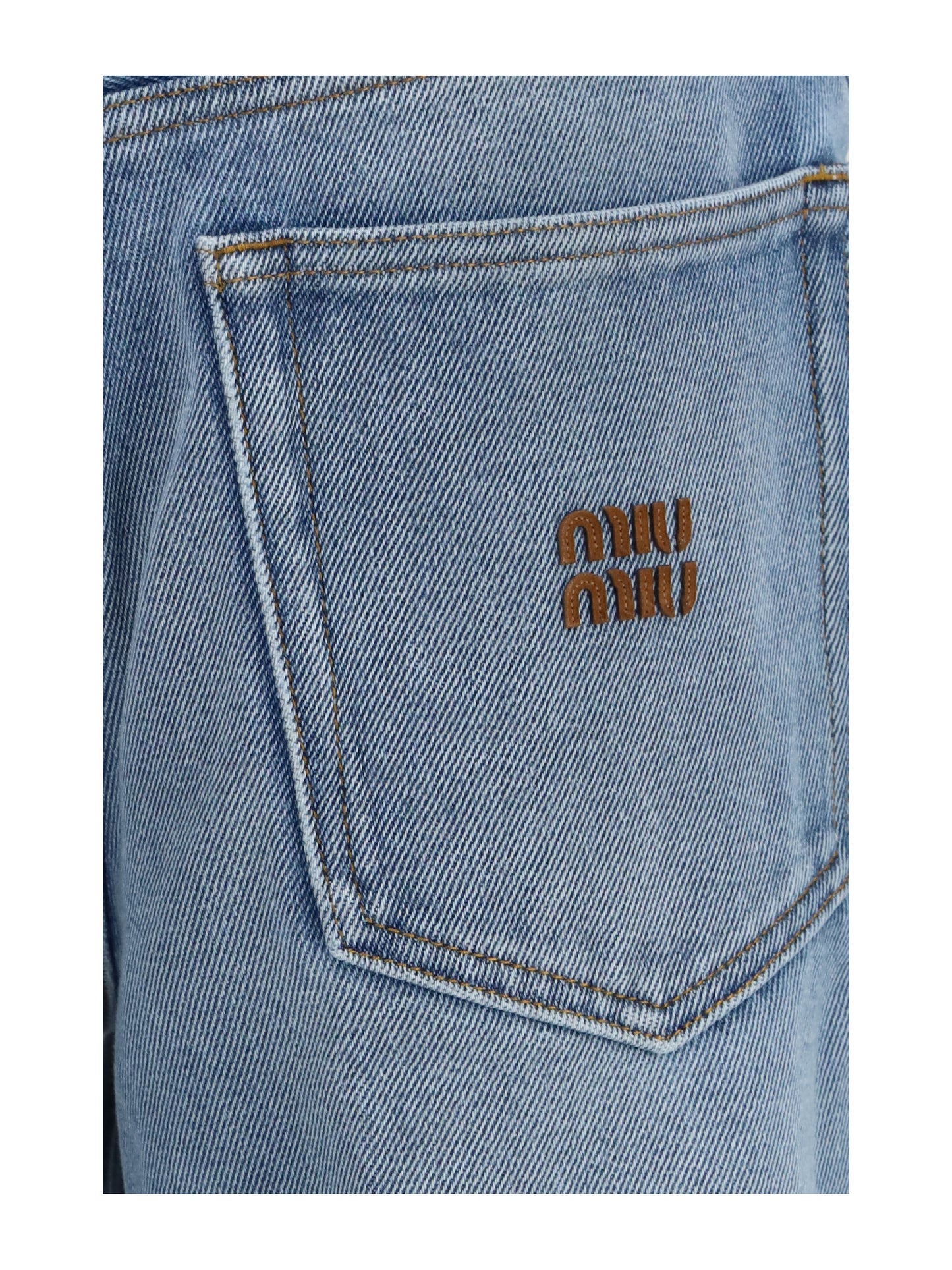 Miu Miu Women Washed Denim Five-Pocket Jeans MIU MIU