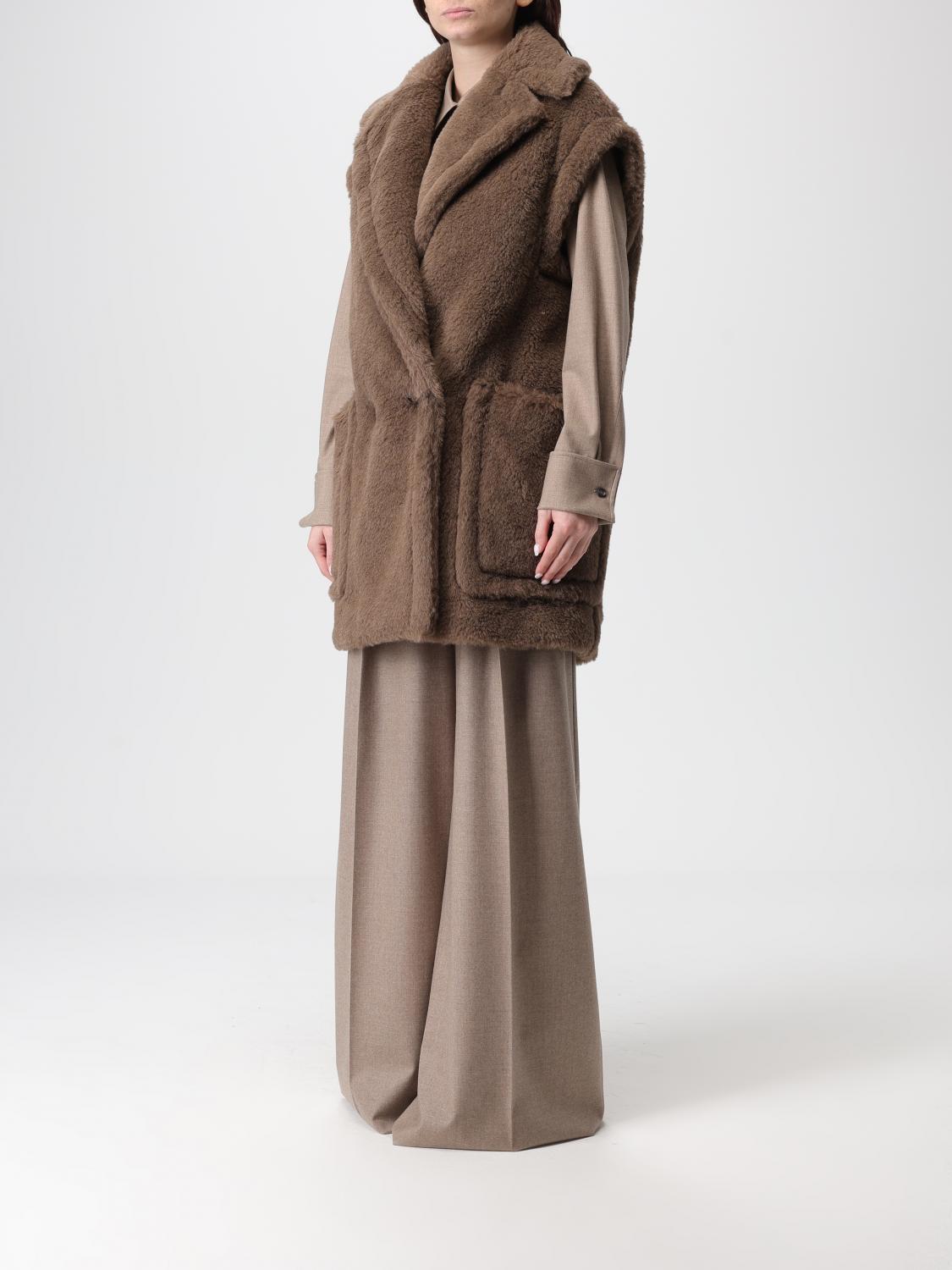 Max Mara Fur Coat Woman Brown MAX MARA