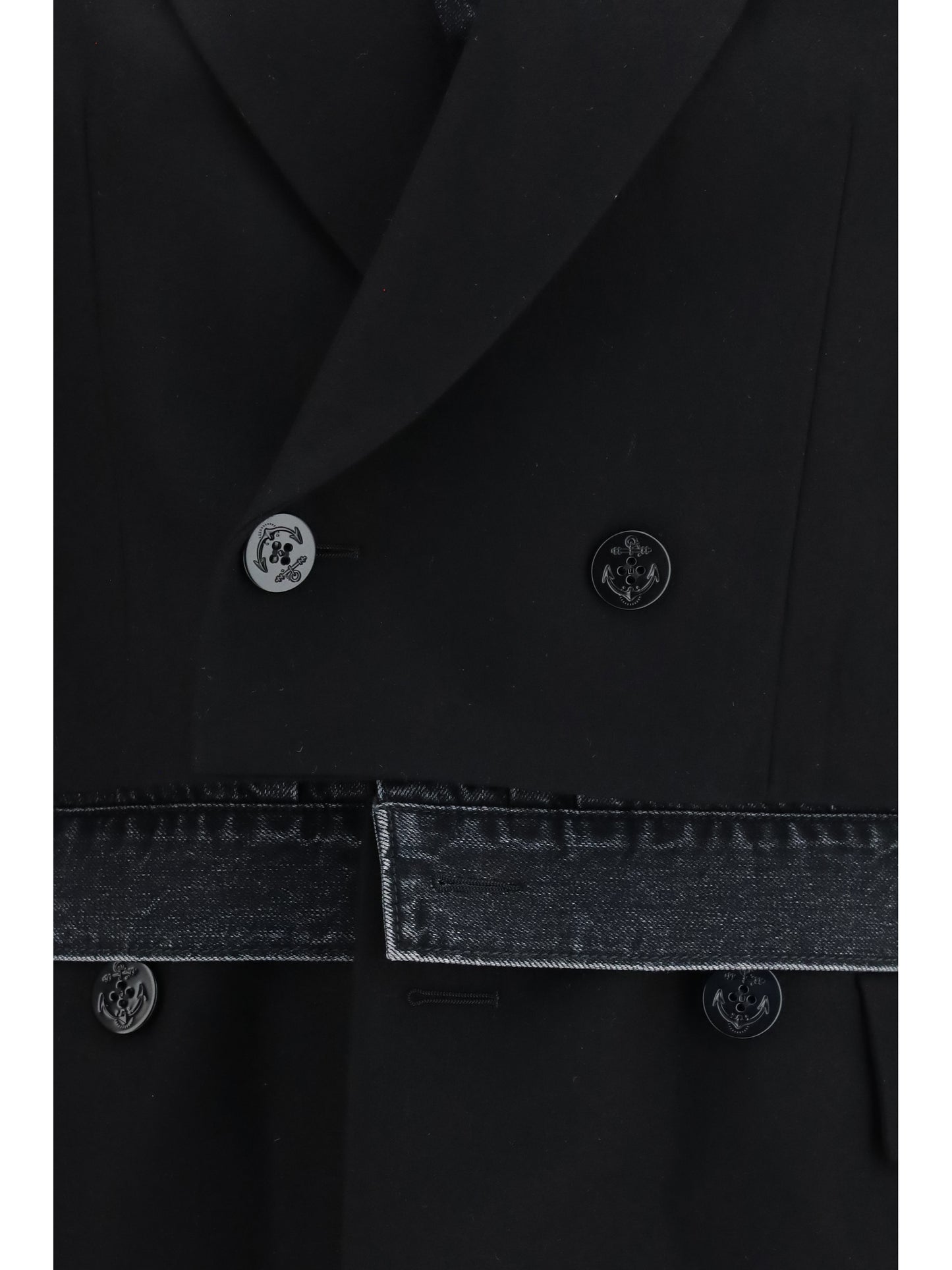 Sacai Women Wool Flannel And Denim Jacket SACAI