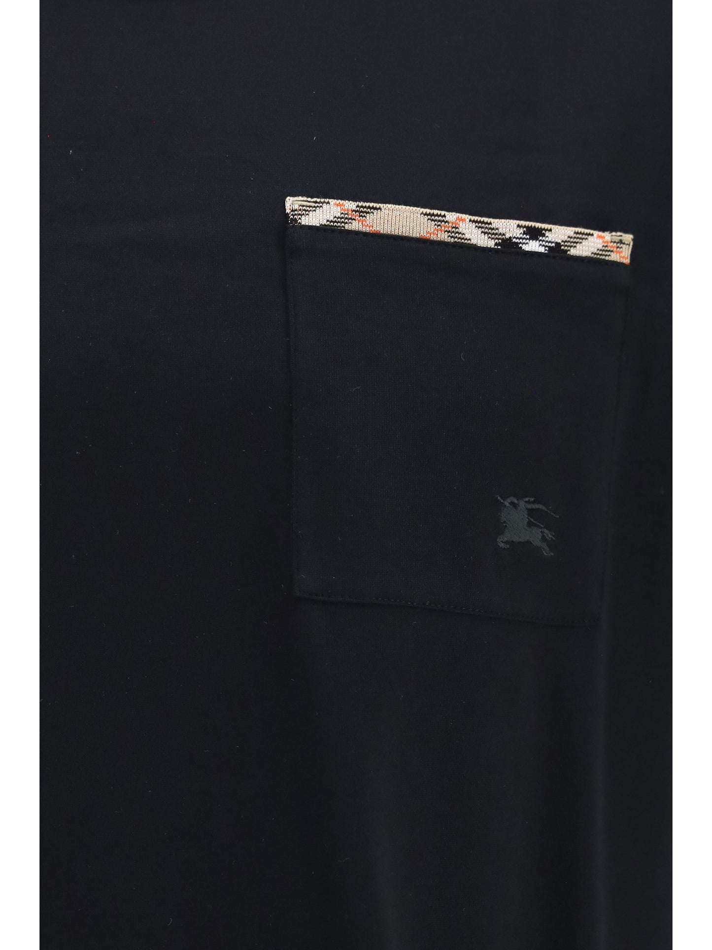 Burberry Men Cotton T-Shirt With Check Trims BURBERRY