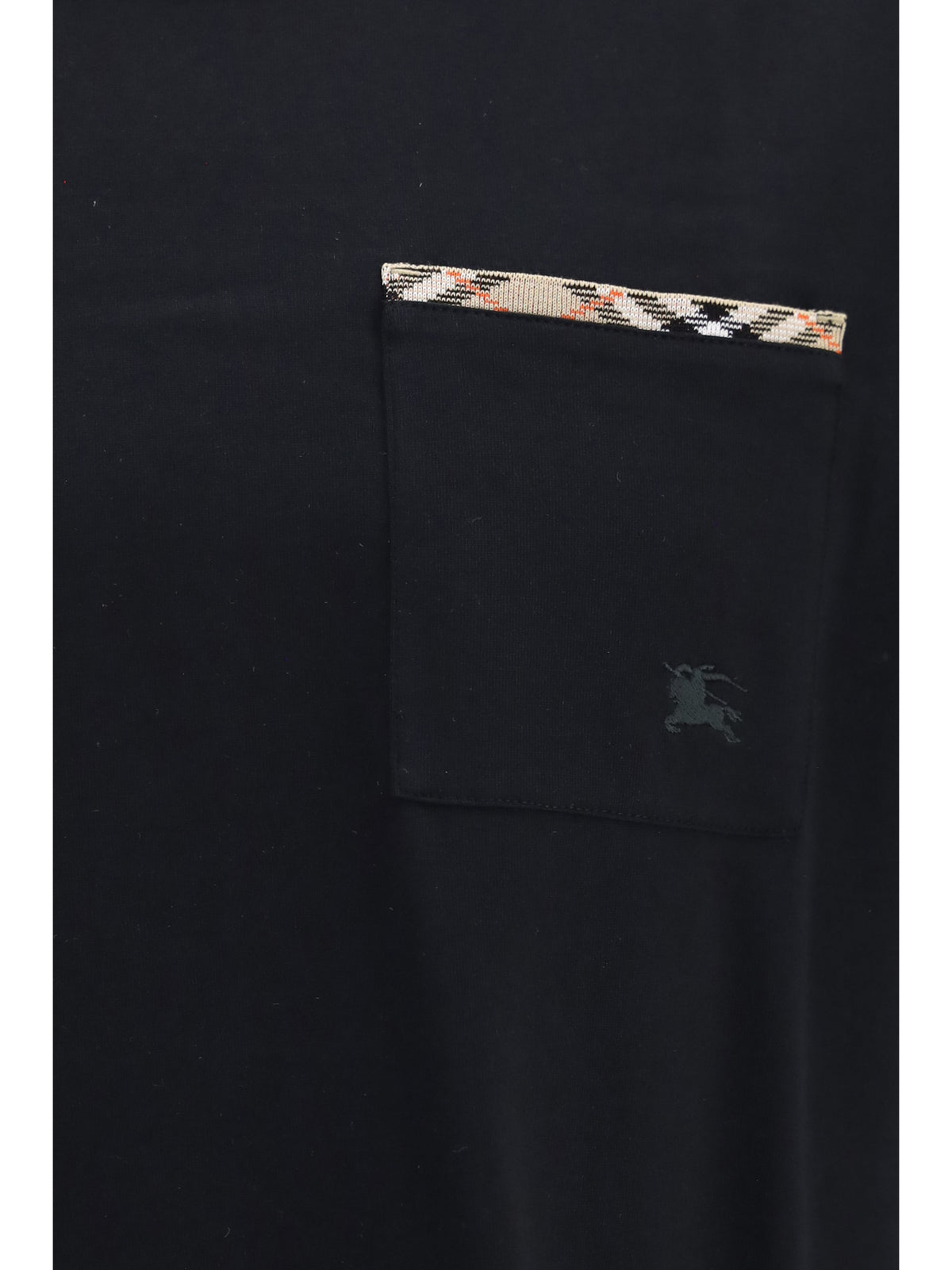 Burberry Men Cotton T-Shirt With Check Trims