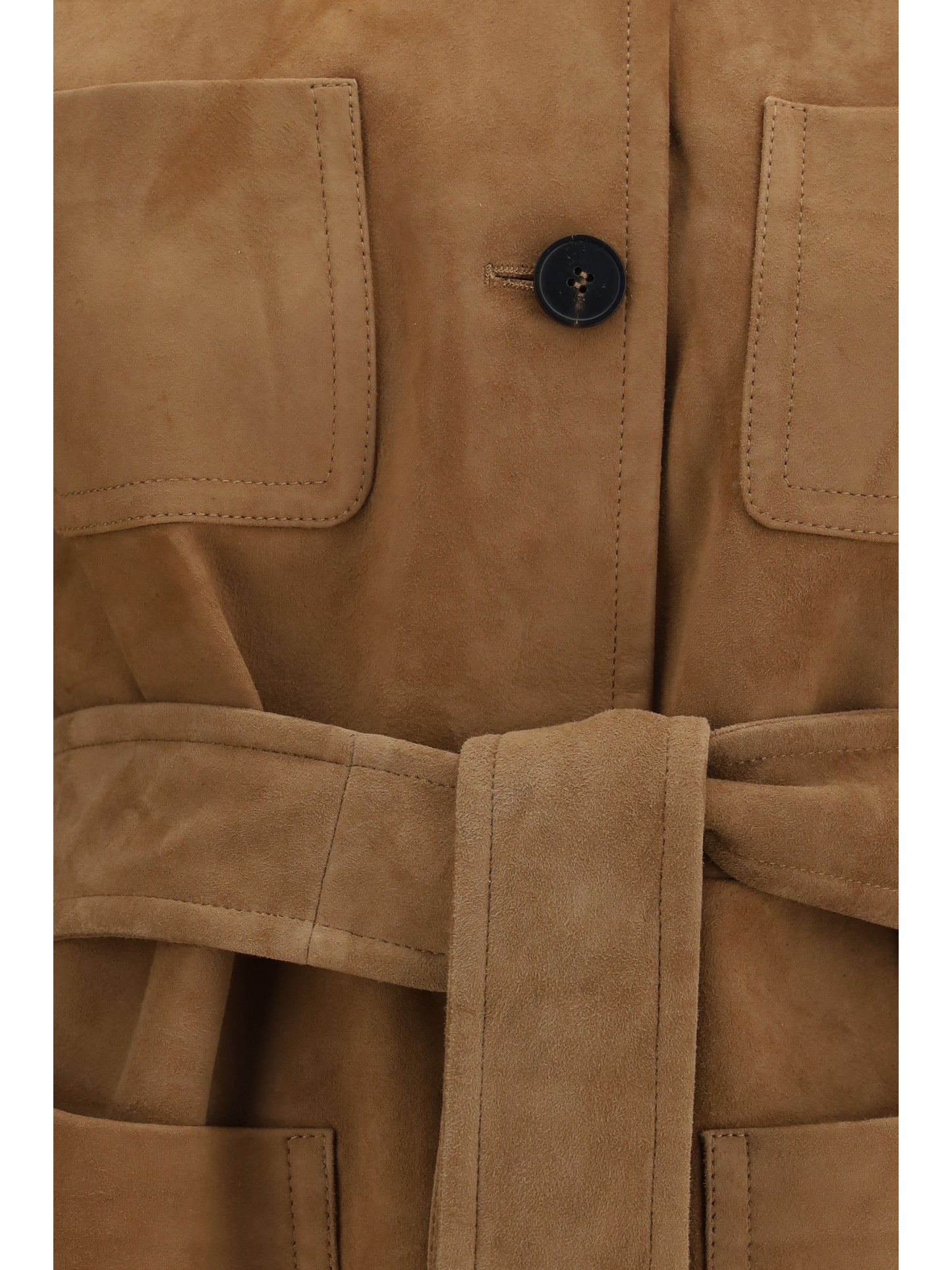 Max Mara Studio Women Suede Leather Jacket With Belt MAX MARA STUDIO