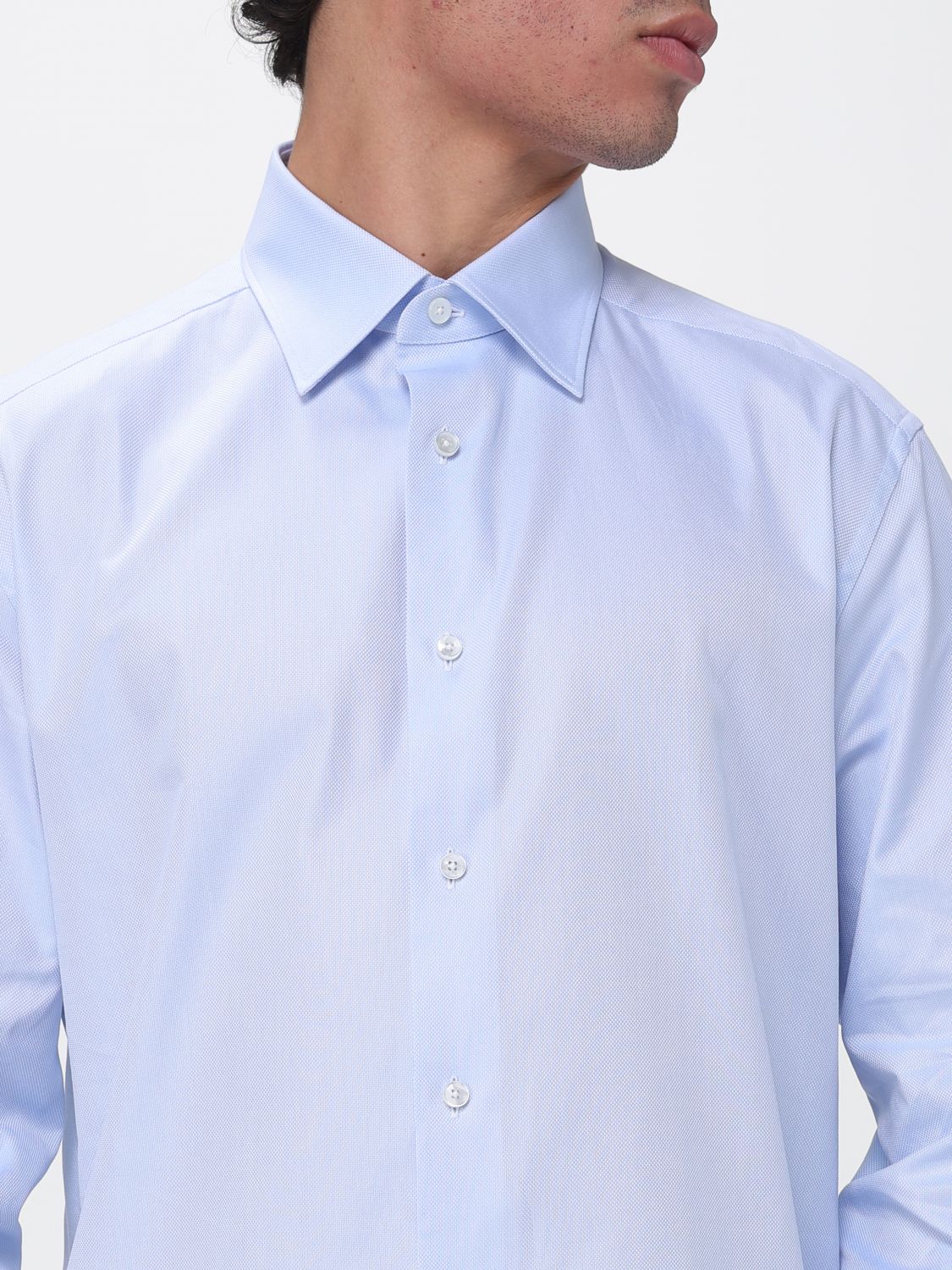 Zegna Shirt Men Gnawed Blue ZEGNA
