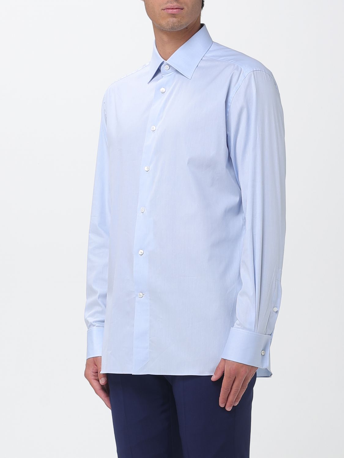 Zegna Shirt Men Gnawed Blue ZEGNA