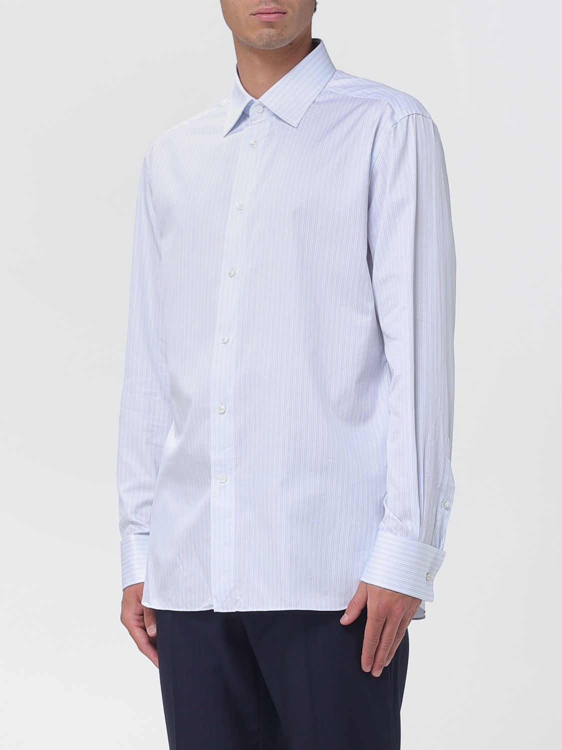 Zegna Shirt Men Gnawed Blue ZEGNA