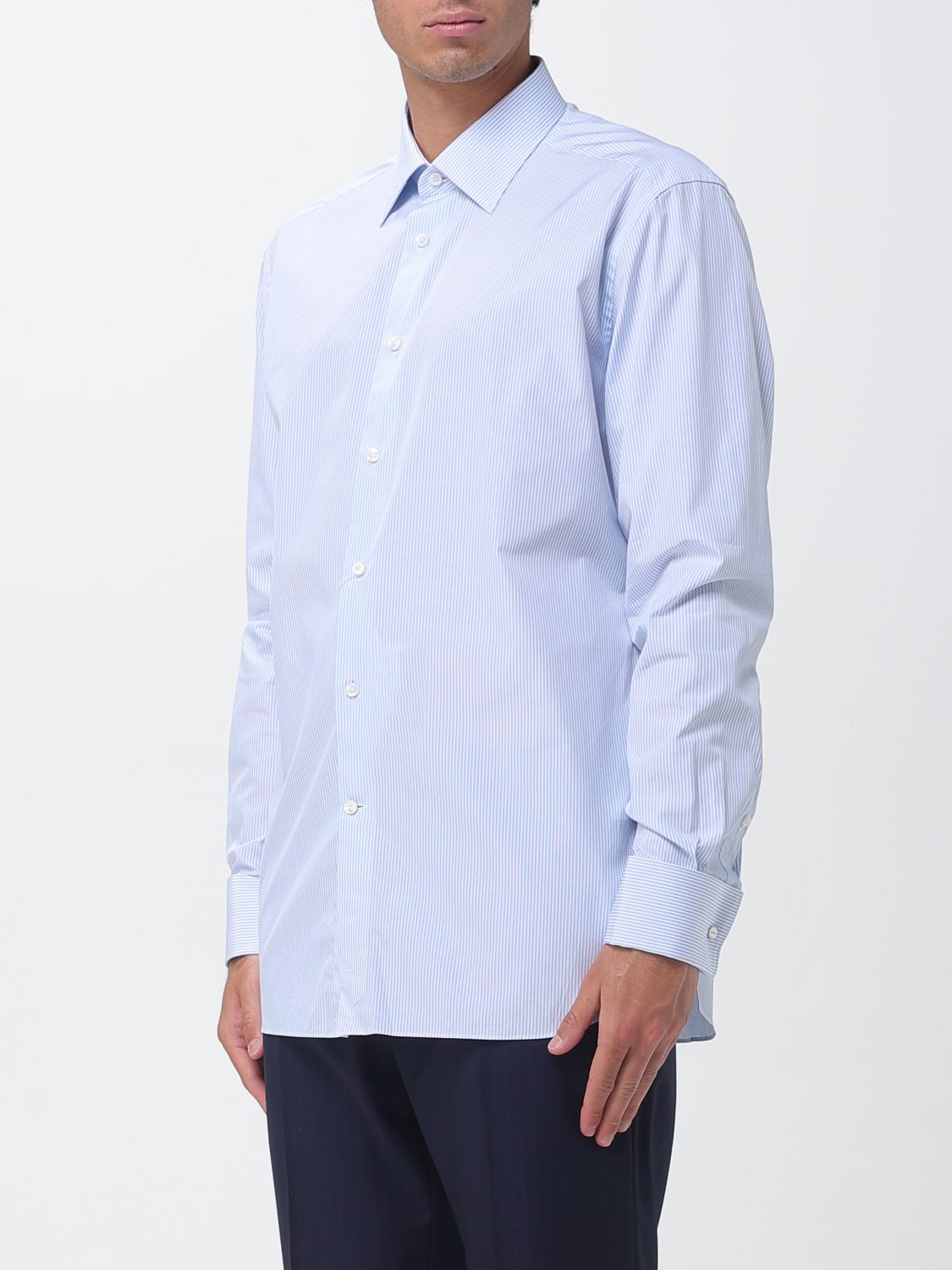Zegna Shirt Men Gnawed Blue ZEGNA