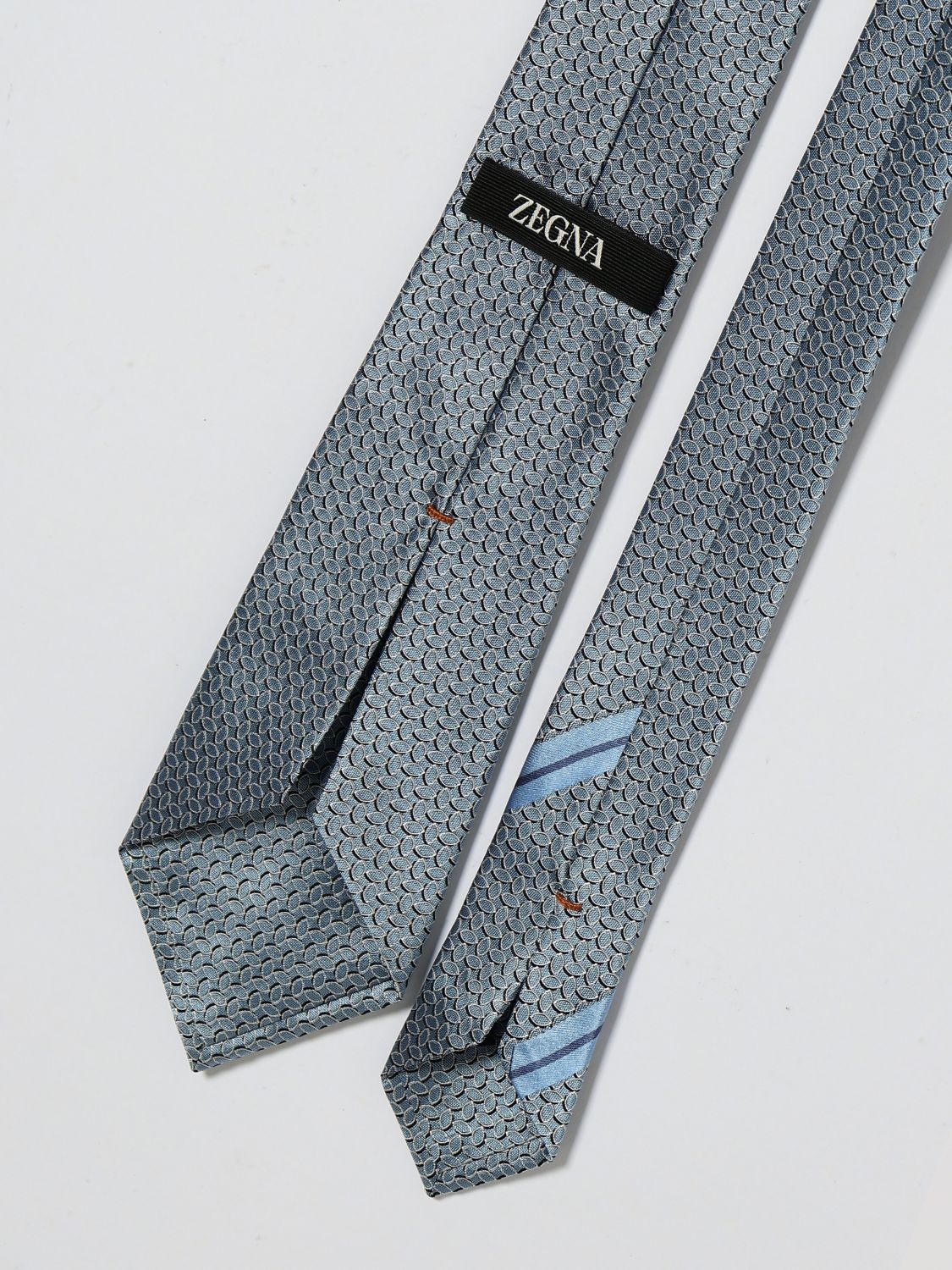 Zegna Tie Men Gnawed Blue ZEGNA