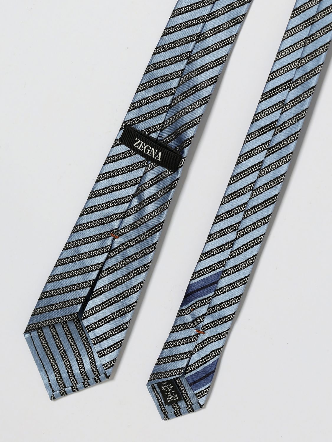 Zegna Tie Men Gnawed Blue ZEGNA