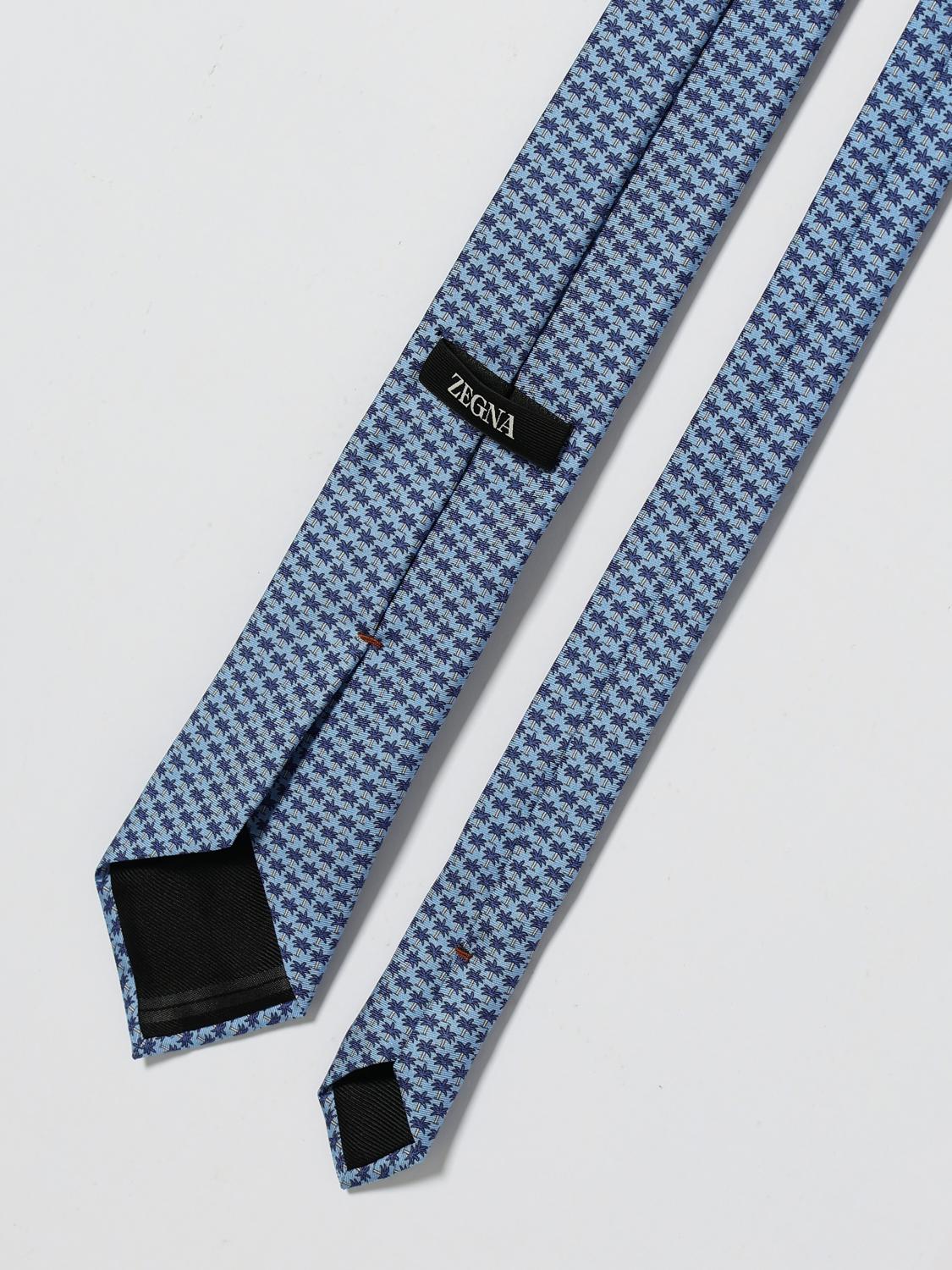 Zegna Tie Men Gnawed Blue ZEGNA