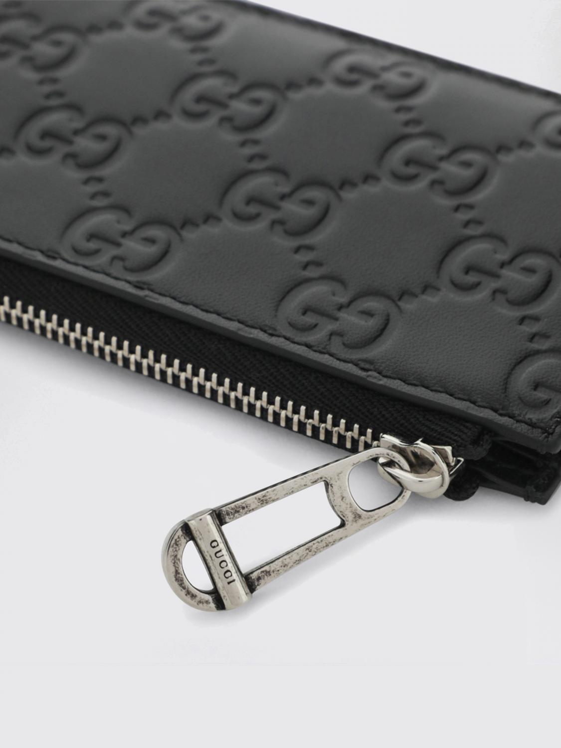 Gucci Men Gg Emblem Embossed Leather Card Holder Gucci GUCCI