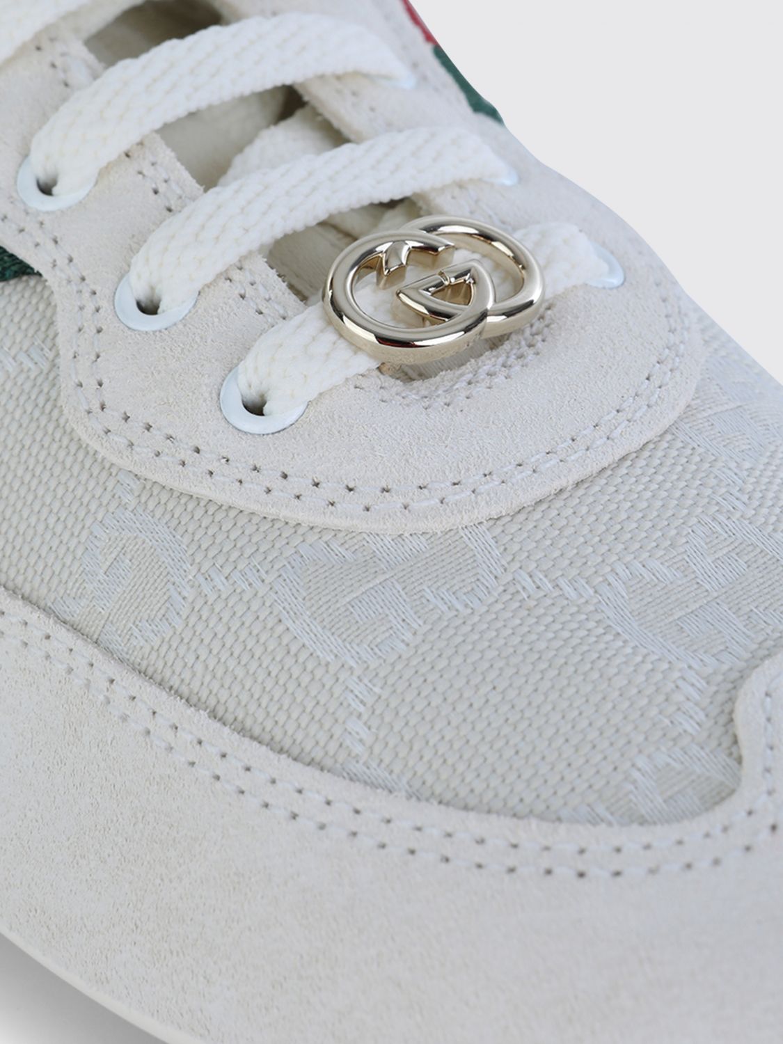 Gucci Women Shift Gg Jacquard Monogram Canvas And Suede Sneakers Gucci