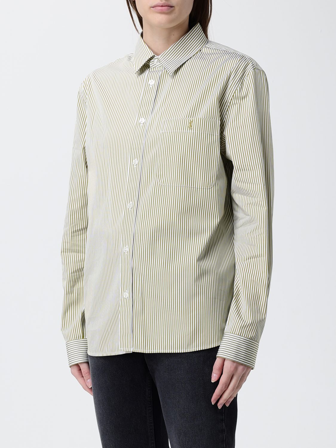Saint Laurent Shirt Woman Kaki SAINT LAURENT