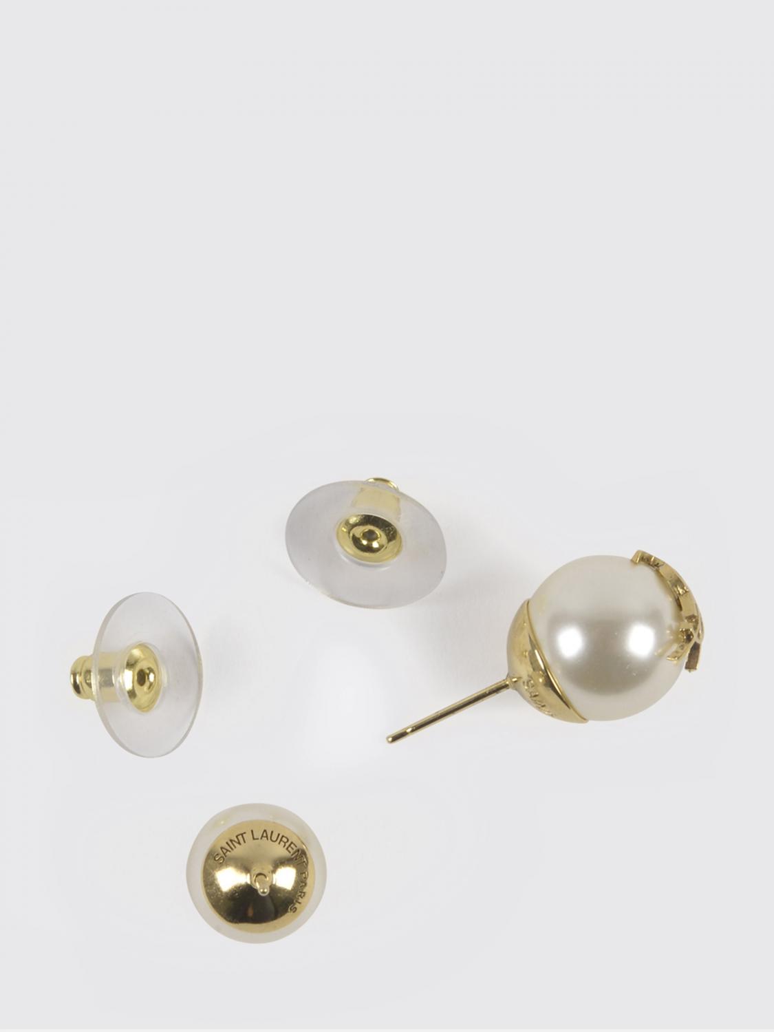 Saint Laurent Women Brass And Synthetic Pearl Earrings Saint Laurent SAINT LAURENT