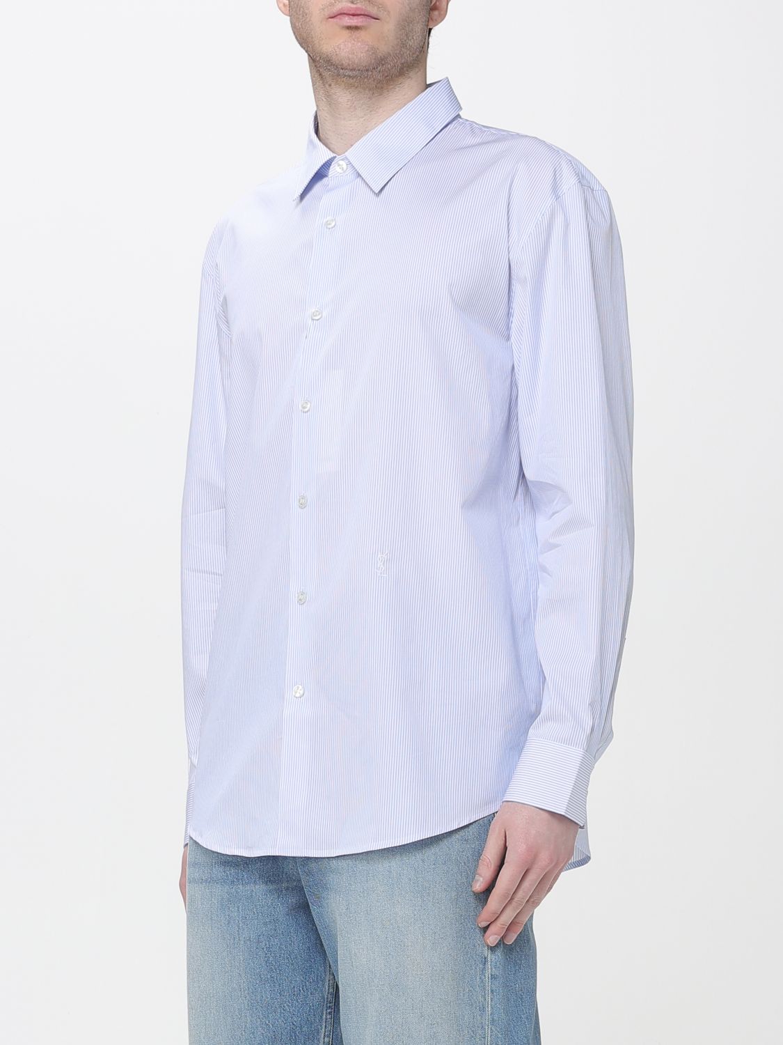 Saint Laurent Shirt Men Gnawed Blue SAINT LAURENT
