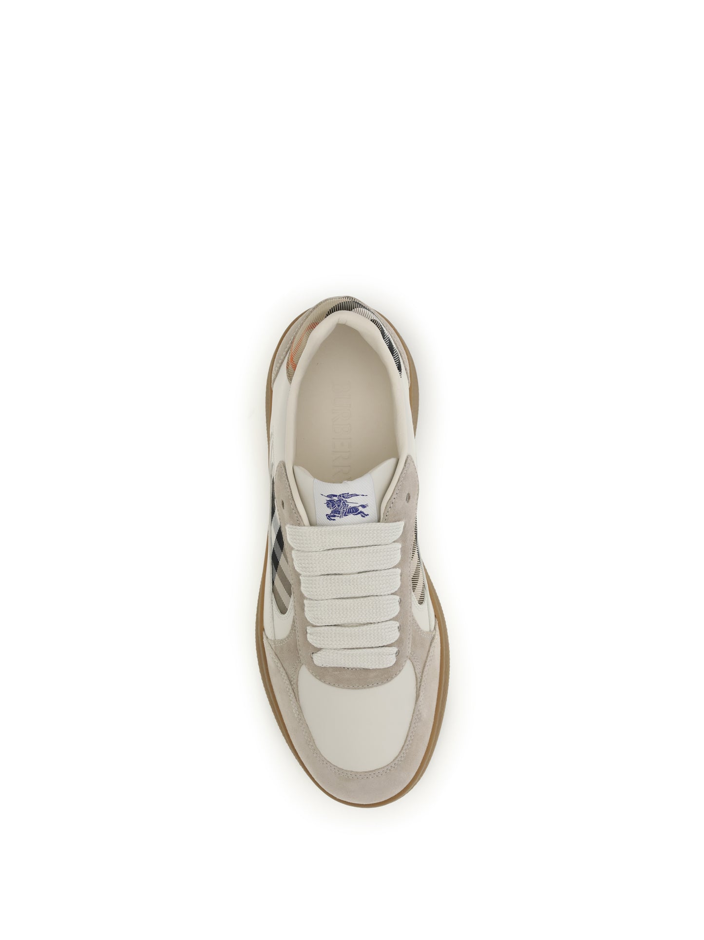 Burberry Men Terrace Leather And Check Sneakers BURBERRY