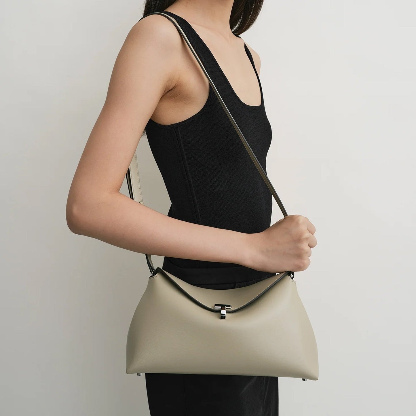 Toteme T-Lock Leather Clutch Bag Women TOTEME
