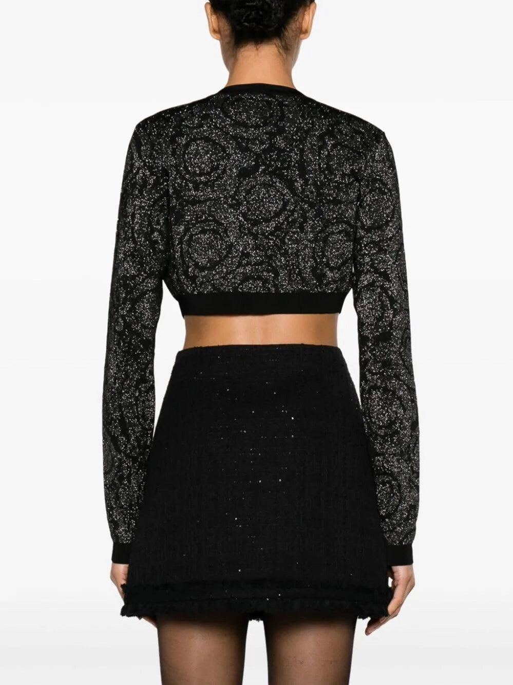 Versace Women `Barocco Texture` Knit Cropped Cardigan VERSACE