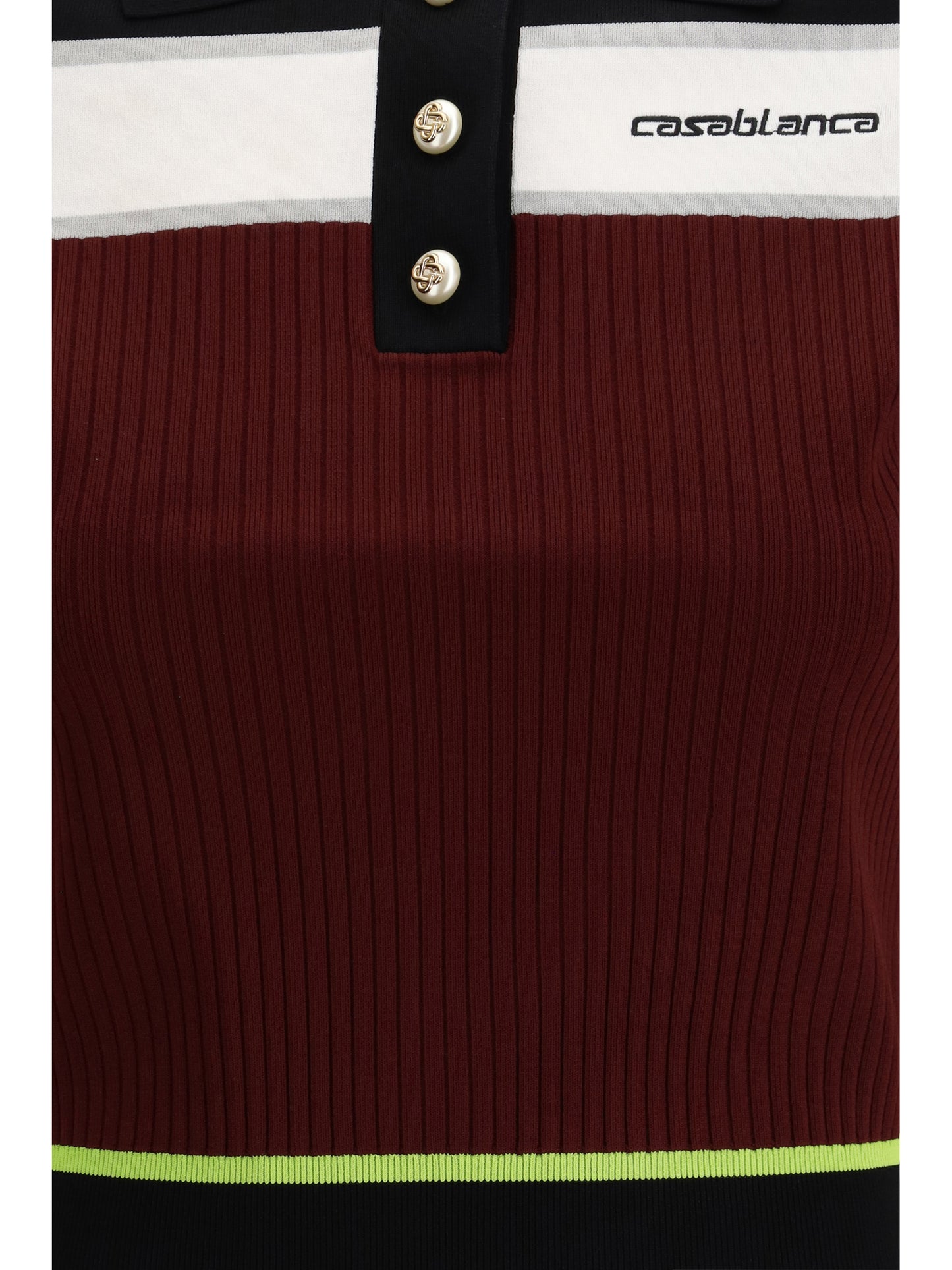 Casablanca Women Striped Short-Sleeve Polo Shirt CASABLANCA