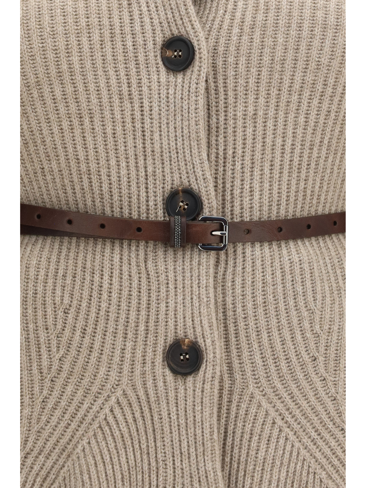 Brunello Cucinelli Women High Neck Cardigan With Belt BRUNELLO CUCINELLI