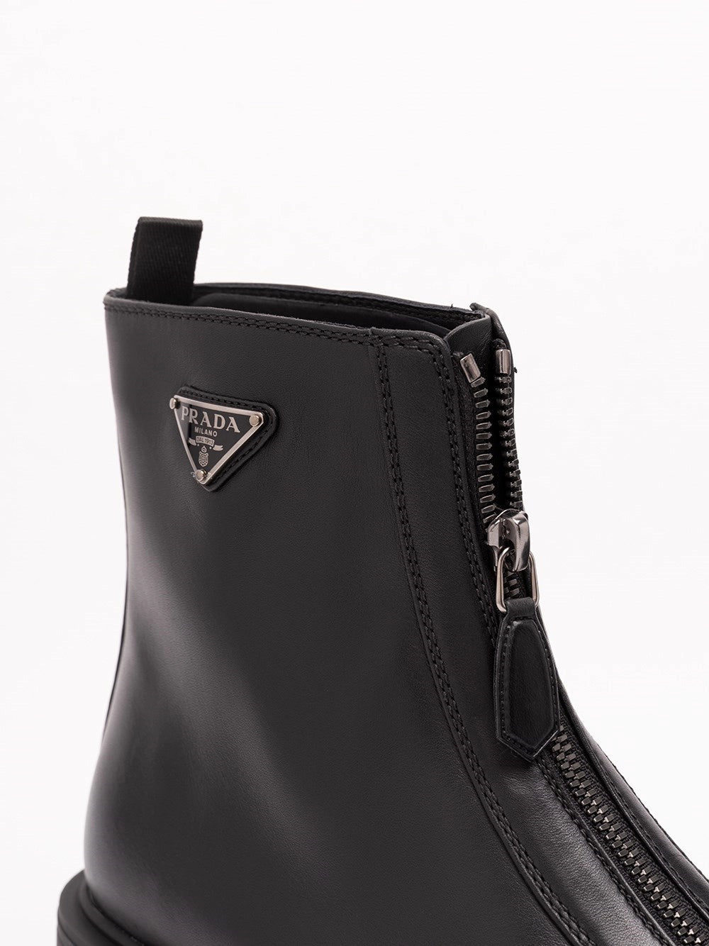 Prada Women Leather Zipper Booties PRADA