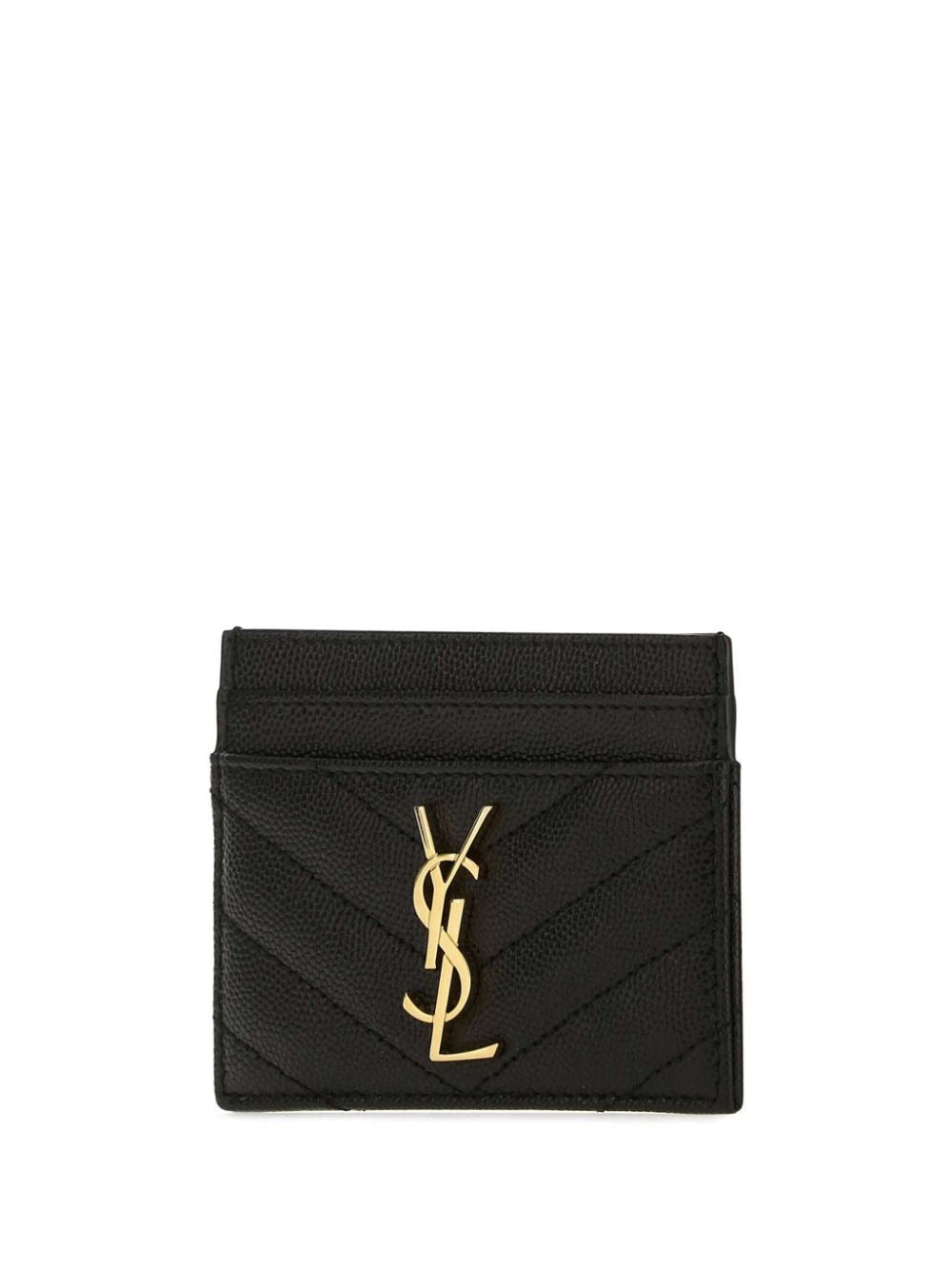 Saint Laurent Women Cassandre Matelassé Card Case In Grain De Poudre Leather