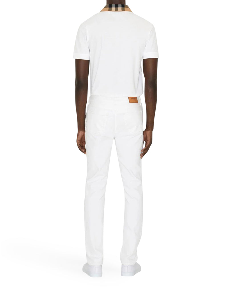 Burberry Men Cotton Piqué Polo Shirt With Burberry Check Collar BURBERRY