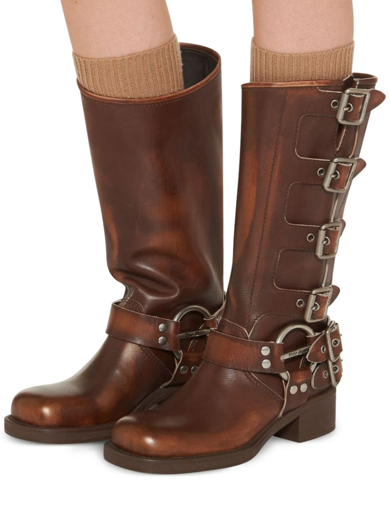 Miu Miu Women Leather Boots MIU MIU