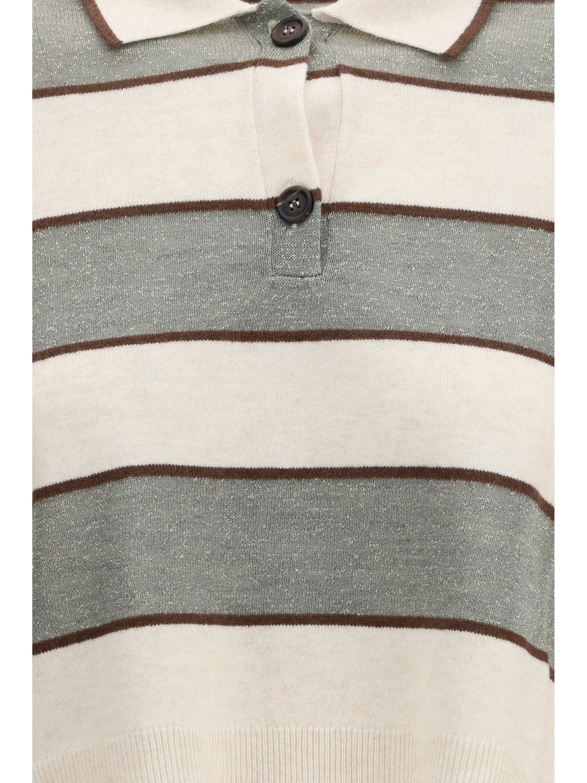 Brunello Cucinelli Women Polo Crop In Sparkling Stripes Knit BRUNELLO CUCINELLI