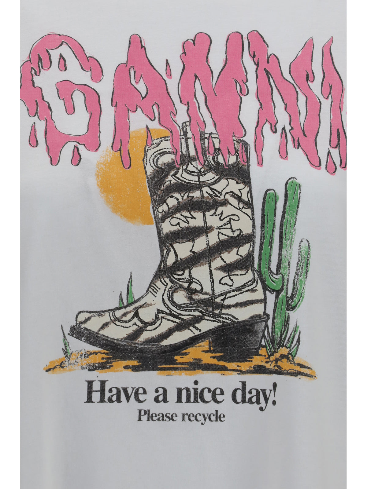 Ganni Women Western T-Shirt With Cowboy Boots GANNI