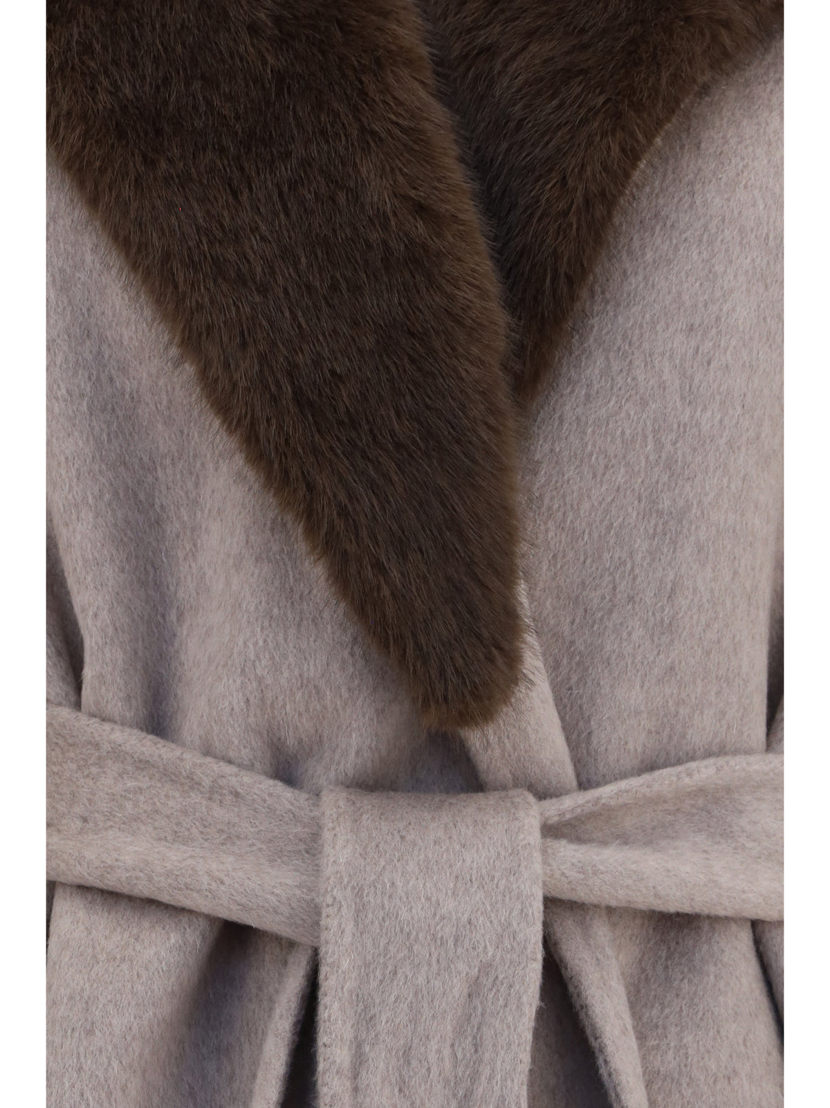 P.A.R.O.S.H. Women Wool Coat With Fur Collar And Belt P.A.R.O.S.H.