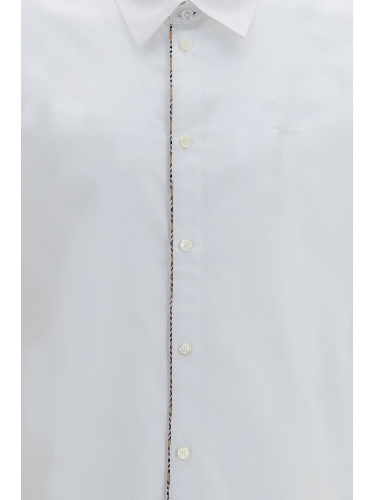 Burberry Men Cotton Shirt With Check Trims BURBERRY