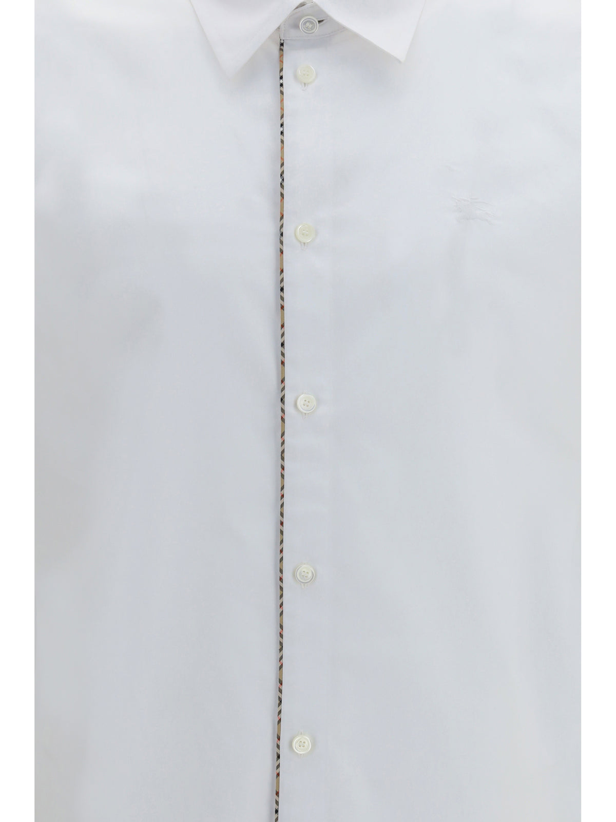 Burberry Men Cotton Shirt With Check Trims BURBERRY