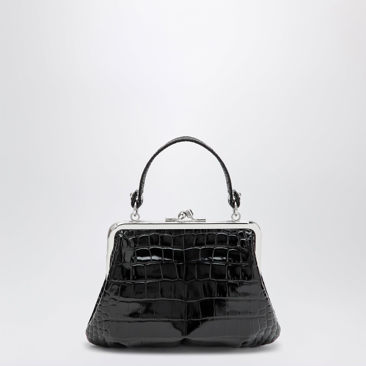 Vivienne Westwood Granny Frame Purse In Croc-Embossed Black Leather Women VIVIENNE WESTWOOD