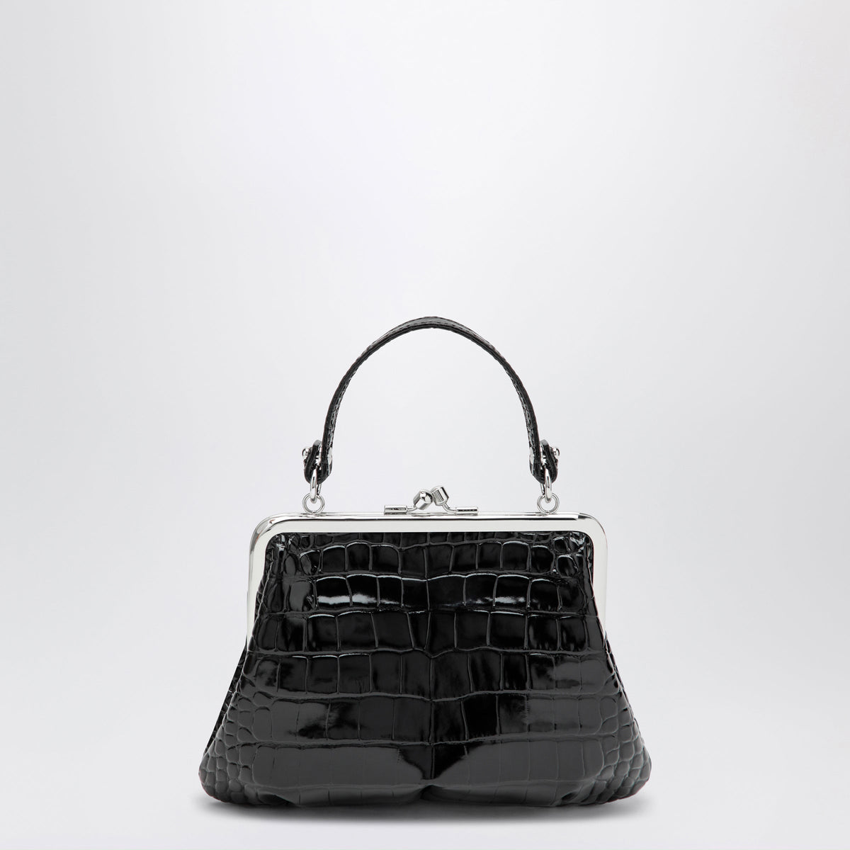 Vivienne Westwood Granny Frame Purse In Croc-Embossed Black Leather Women VIVIENNE WESTWOOD