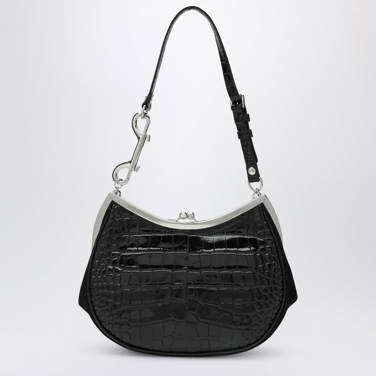 Vivienne Westwood Black Charm Bag In Croc-Effect Patent Leather Women VIVIENNE WESTWOOD