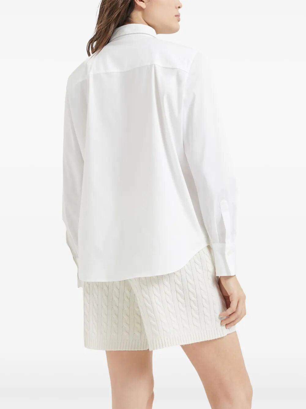 Brunello Cucinelli Women Shirt With Monili Trim At Collar BRUNELLO CUCINELLI