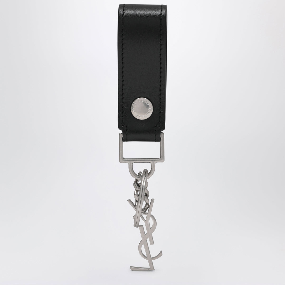 Saint Laurent Black Leather Cassandre Key Ring Men SAINT LAURENT