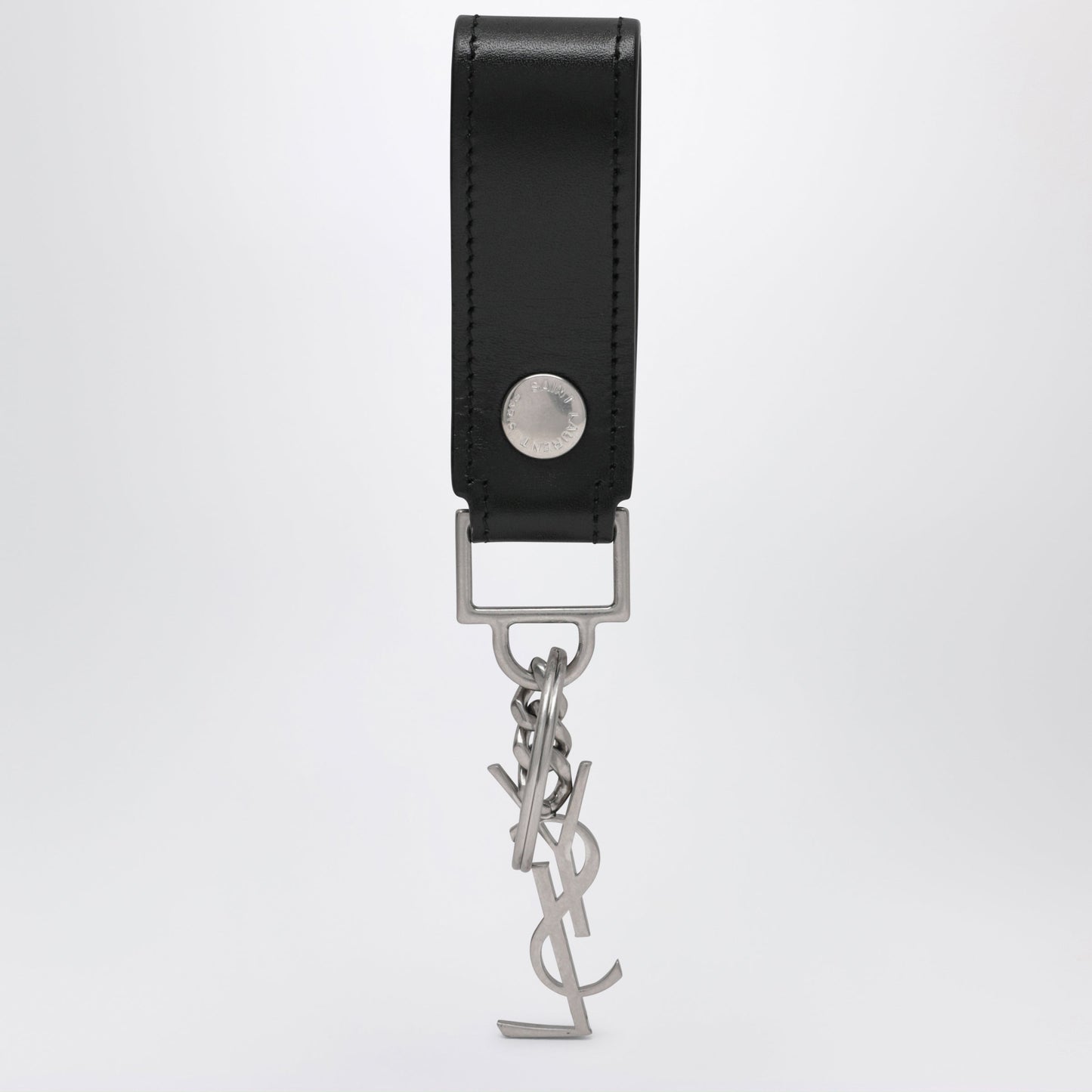 Saint Laurent Black Leather Cassandre Key Ring Men SAINT LAURENT