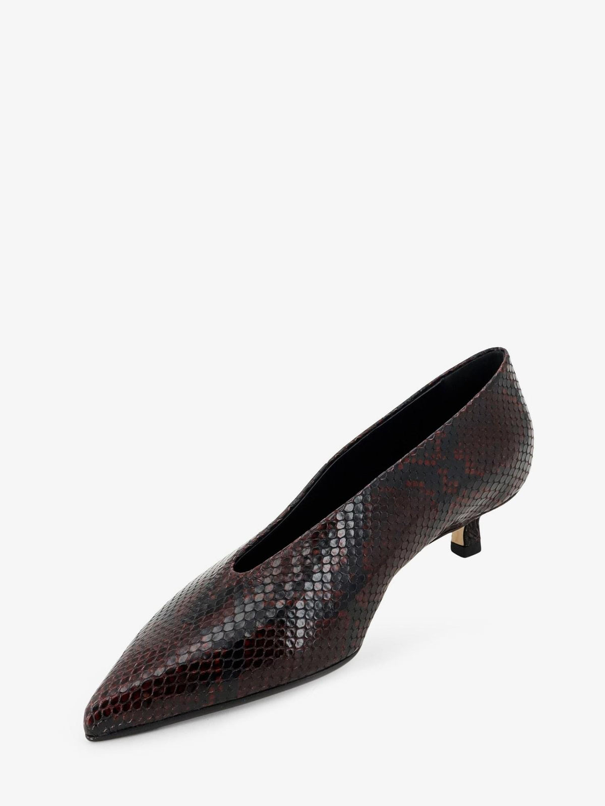 Aeyde Women Clara Leather Decollete With Python Motif AEYDE