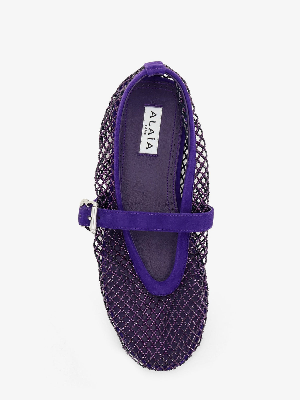 Alaia Women Ballerine Flat Mesh Ballerinas With Rhinestone Detail ALAIA