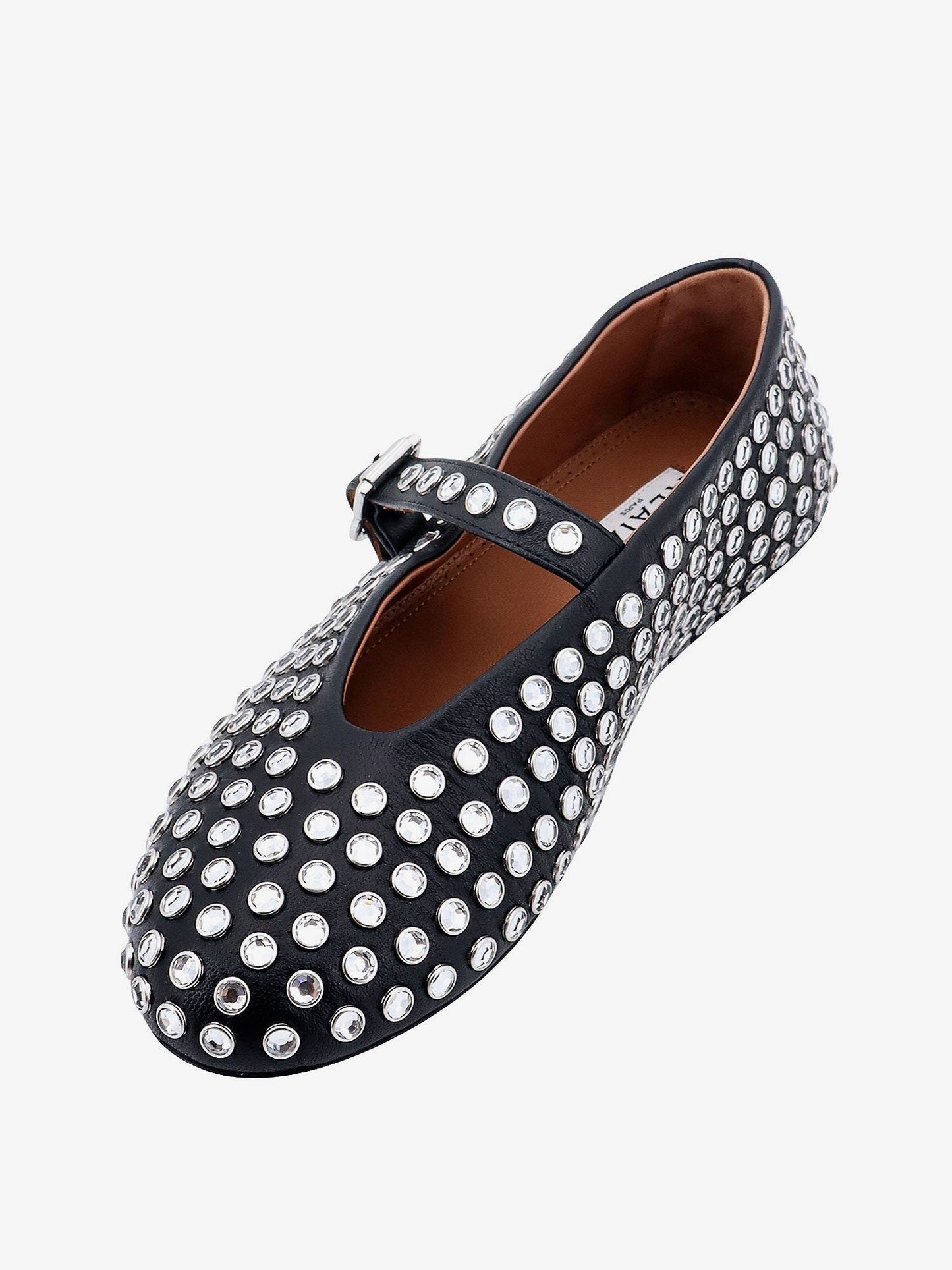 Alaia Women Leather Ballet Flats With Rhinestones ALAIA