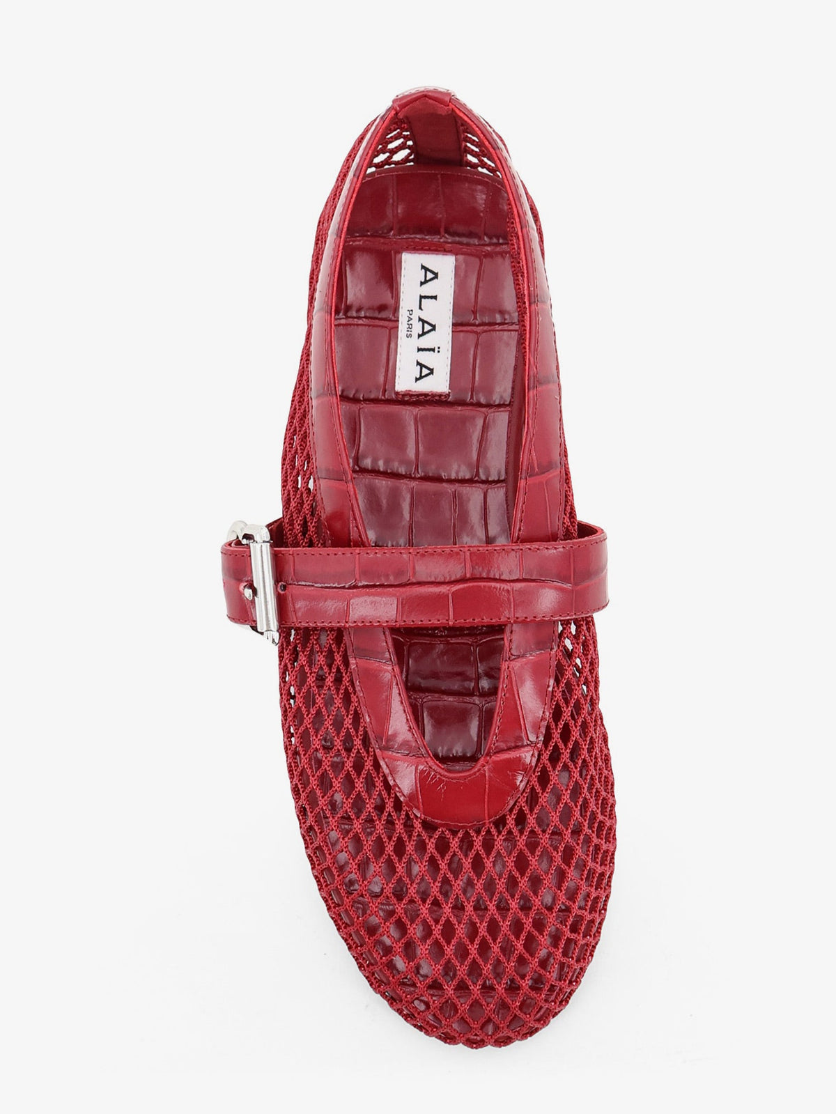Alaia Women Flat Leather Ballerinas With Crocodile Effect ALAIA