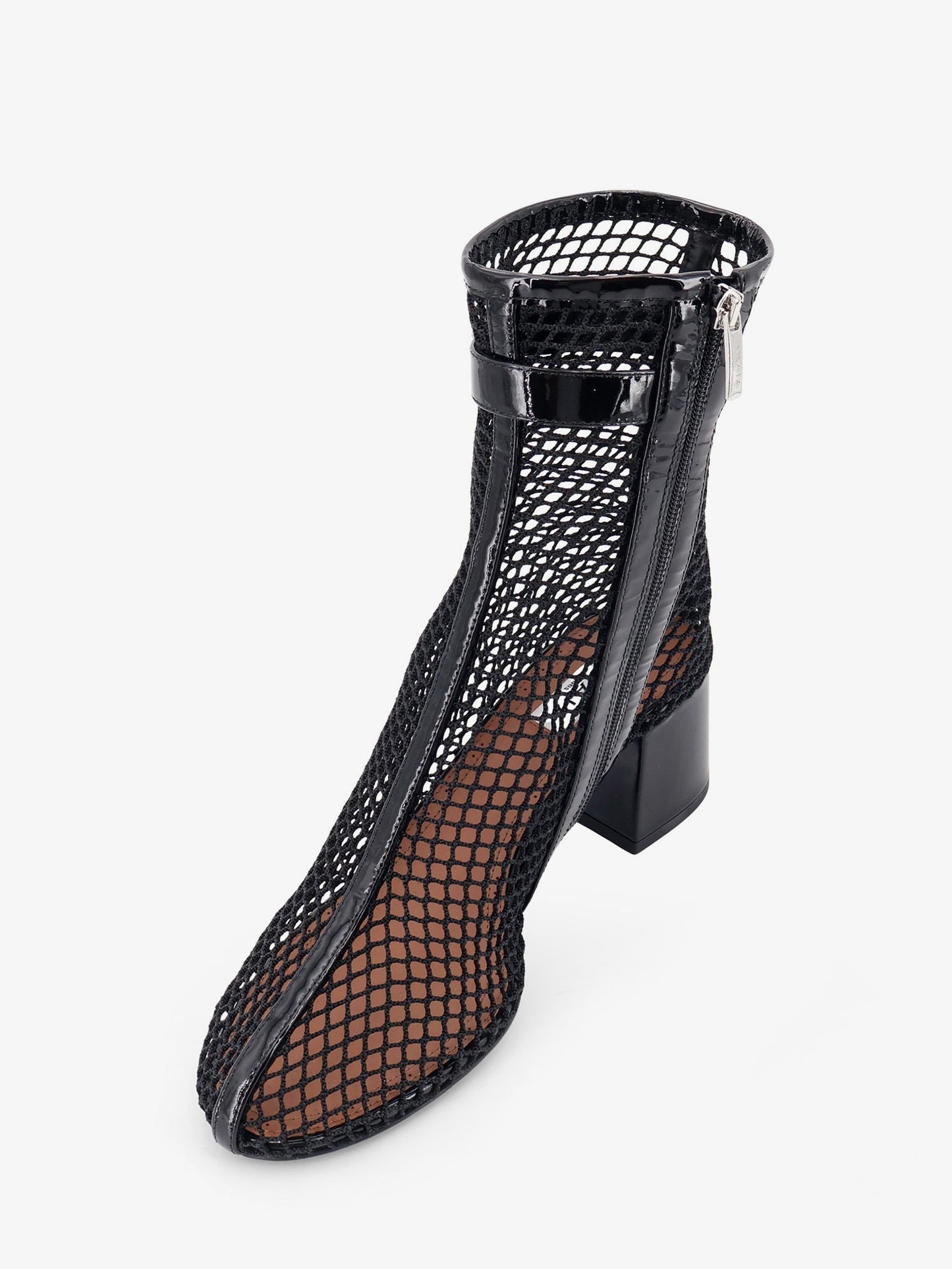 Alaia Women 55 Mesh And Patent Leather Boots ALAIA