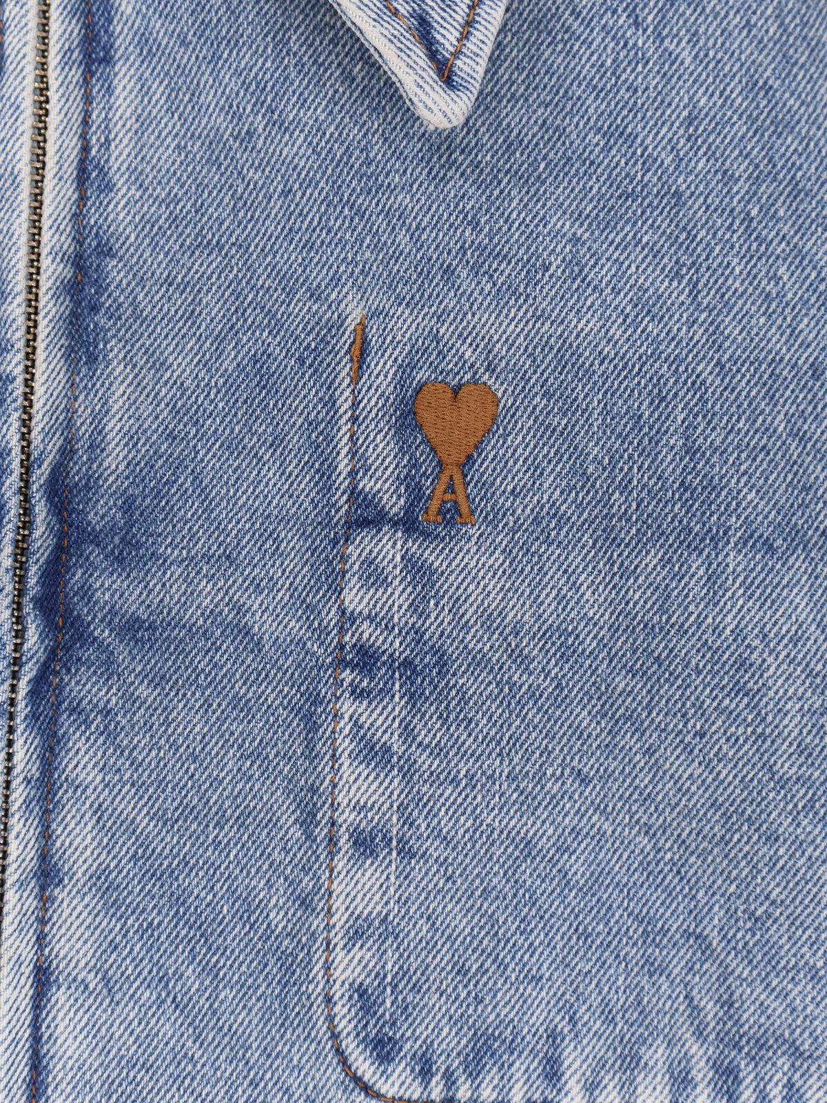 Ami Paris Men Denim Jacket With Iconic Embroidery AMI PARIS