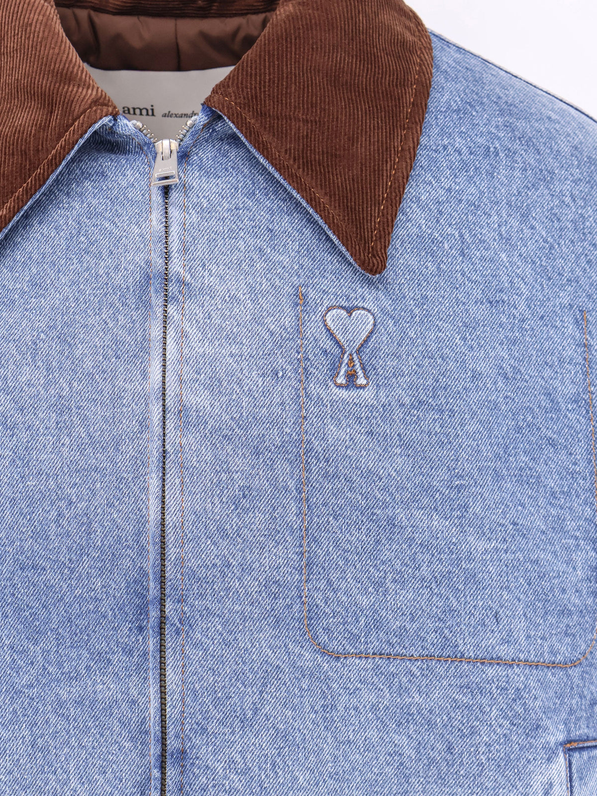 Ami Paris Men Ami De Coeur Padded Denim Jacket With Zip AMI PARIS