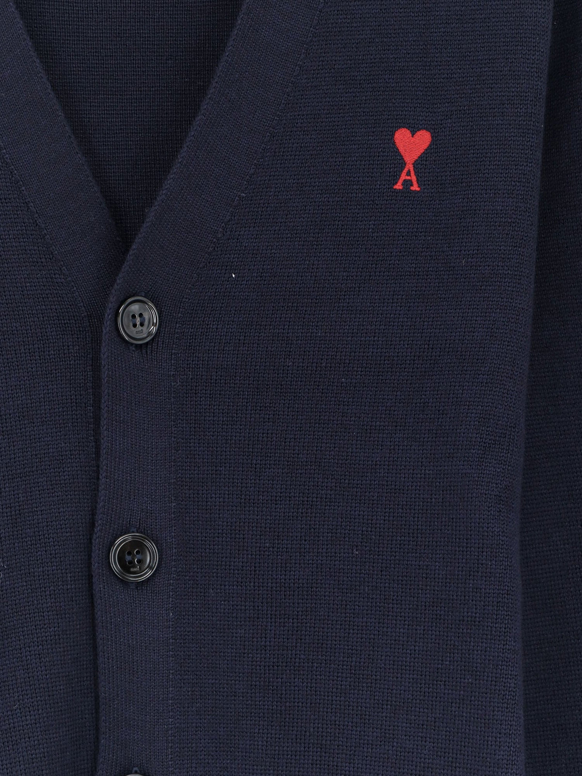 Ami Paris Men Wool Cardigan With Iconic Embroidery AMI PARIS