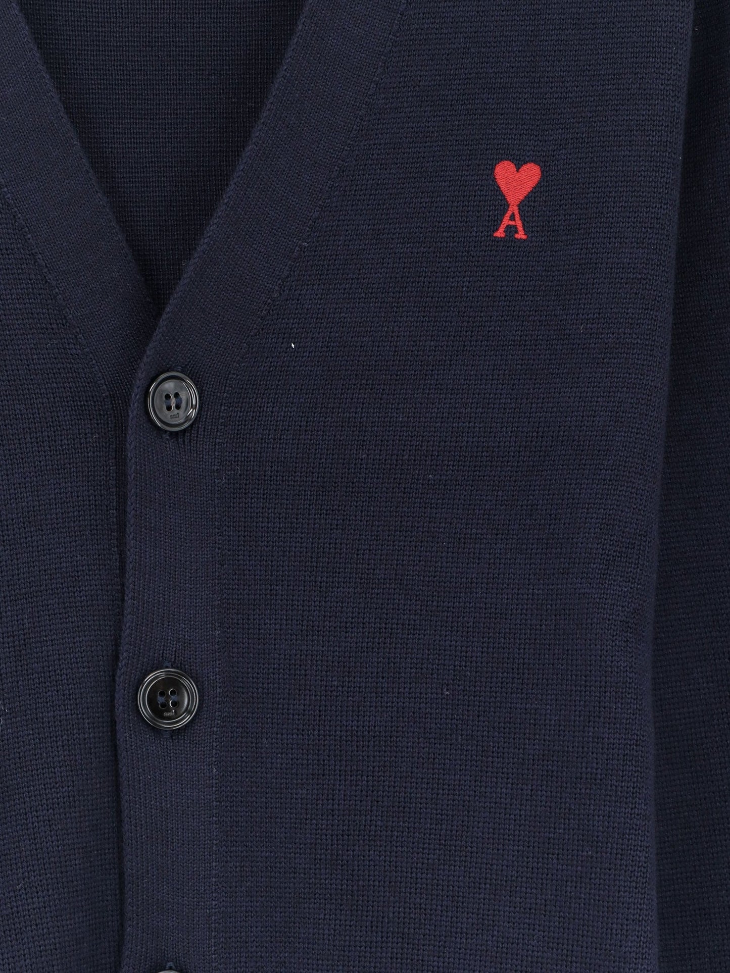 Ami Paris Men Wool Cardigan With Iconic Embroidery AMI PARIS