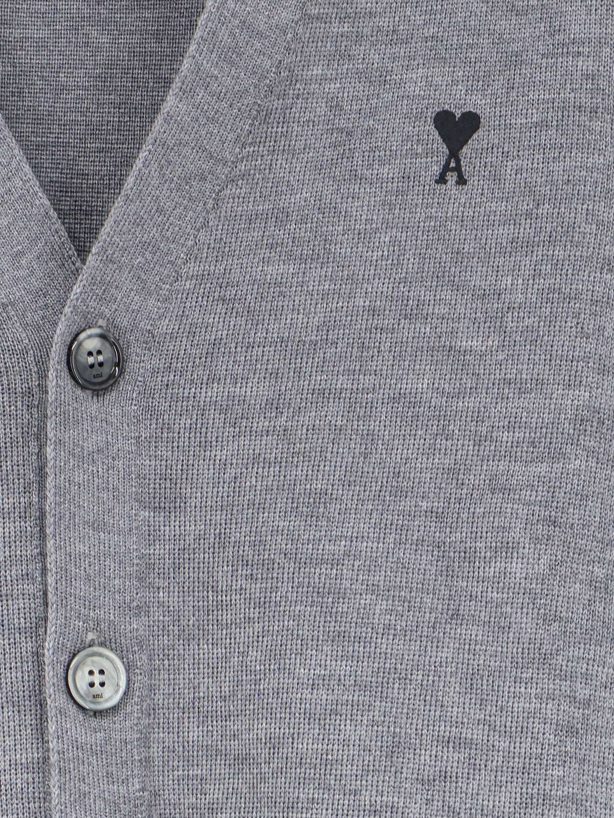 Ami Paris Men Wool Cardigan With Iconic Embroidery AMI PARIS